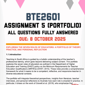 BTE2601 ASSIGNMENT 5 (PORTFOLIO) 2025 - FULLY ANSWERED (DUE 8 OCTOBER 2025)