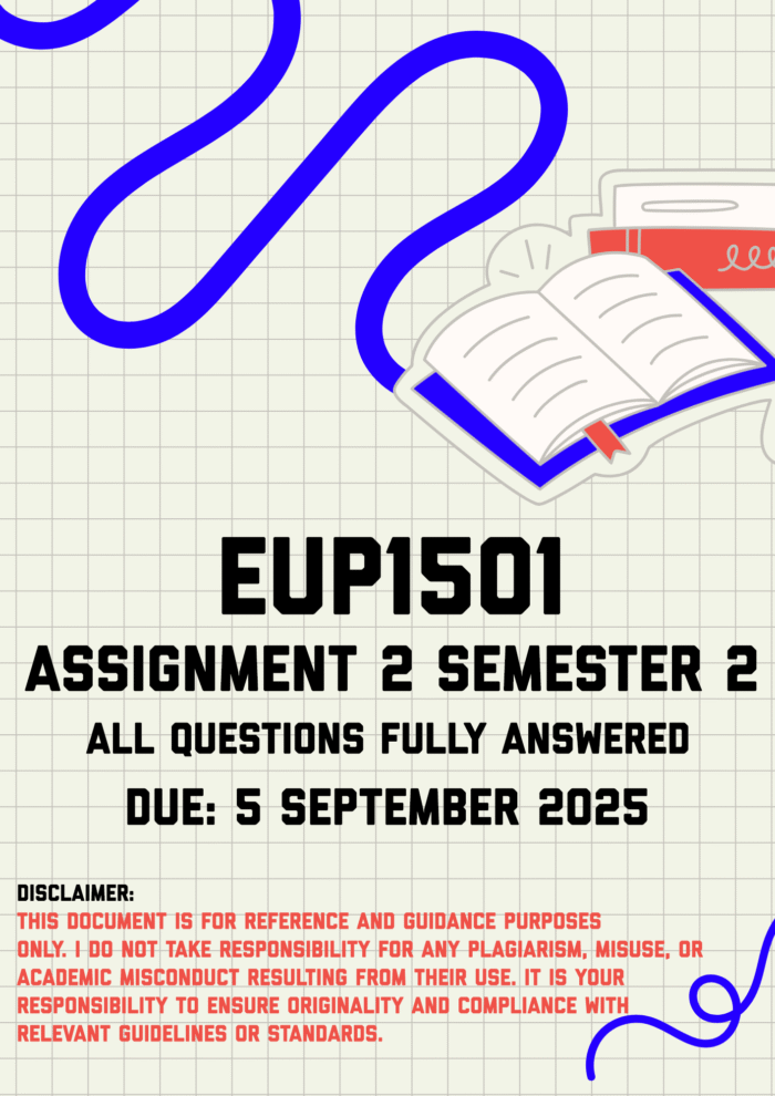EUP1501 Assignment 2 Semester 2 Memo | Due 5 September 2025