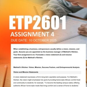 ETP2601 Assignment 4 2025 Due 10 October 2025
