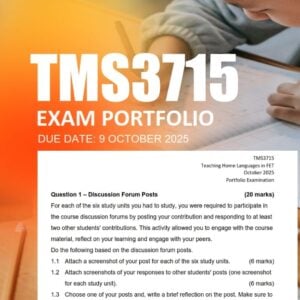 TMS3715 Exam Portfolio Semester 2 2025 - Due 9 October 2025