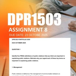 DPR1503 Assignment 8 2025 Due 23 October 2025