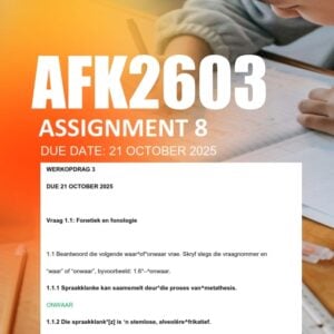 AFK2603 Assignment 8 2025 Due 21 October 2025
