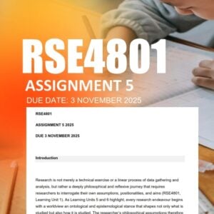 RSE4801 Assignment 5 2025 Due 3 November 2025