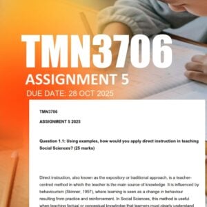TMN3706 Assignment 5 2025 Due 28 October 2025