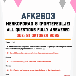 AFK2603 WERKOPDRAG 8 (PORTEFEILJE) 2025 - FULLY ANSWERED (DUE 21 OKTOBER 2025)