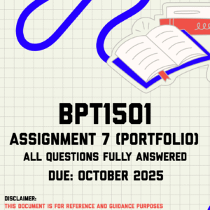 BPT1501 Assignment 7 (Portfolio) Semester 2 Memo | Due October 2025