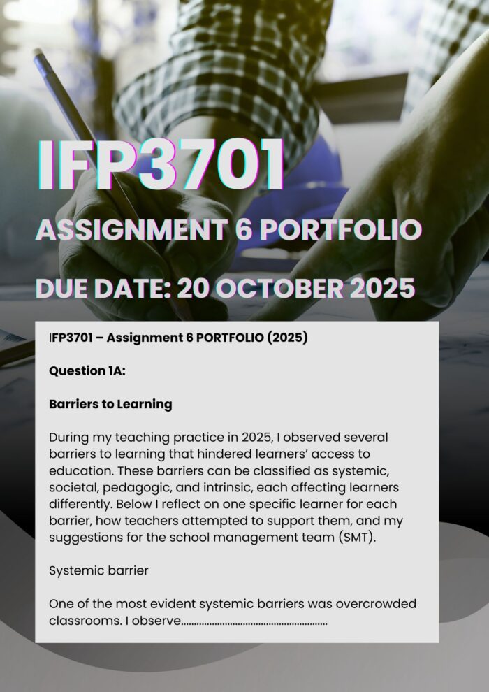IFP3701 ASSIGNMENT 6 PORTFOLIO 2025 MEMO |DUE 20 OCTOBER 2025|