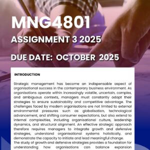 MNG4801 ASSIGNMENT 3 2025 MEMO |DUE DATE OCTOBER 2025|