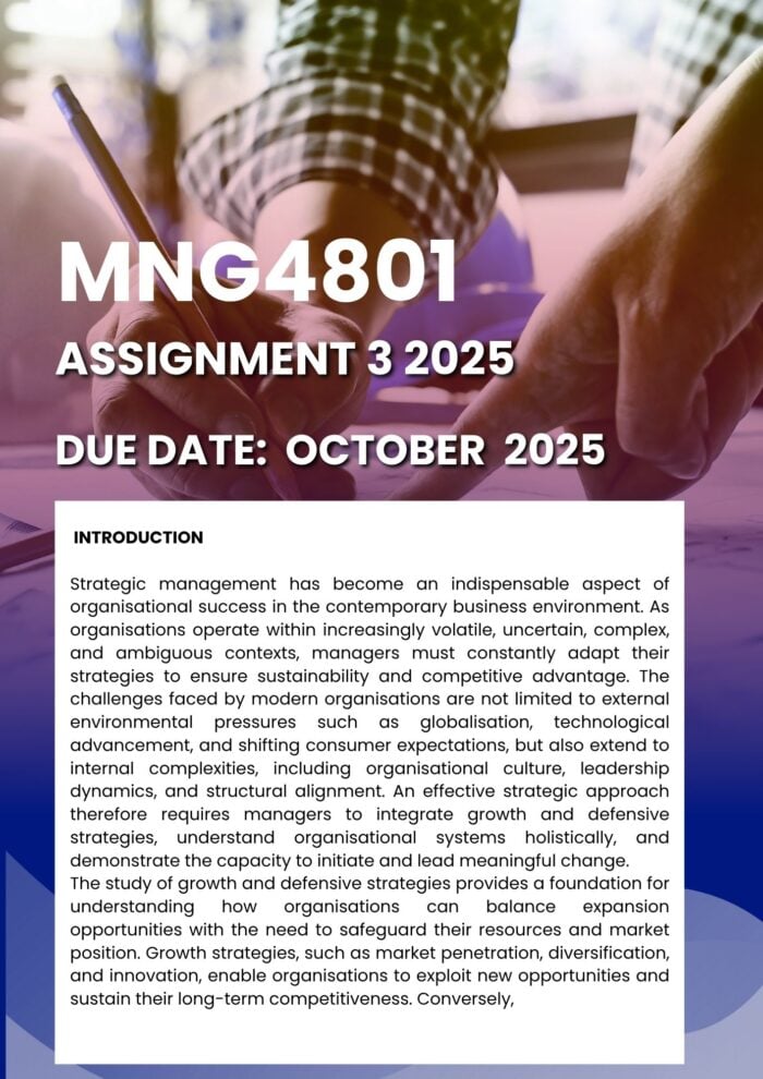 MNG4801 ASSIGNMENT 3 2025 MEMO |DUE DATE OCTOBER 2025|