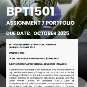 BPT1501 ASSIGNMENT 07 SEMESTER 2 2025 MEMO |DUE DATE OCTOBER 2025| ★★★★★