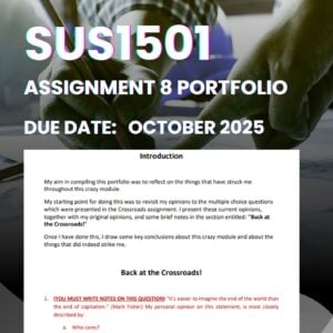 SUS1501 ASSIGNMENT 08 PORTFOLIO SEMESTER 2 2025 MEMO |DUE DATE OCTOBER 2025| ★★★★★