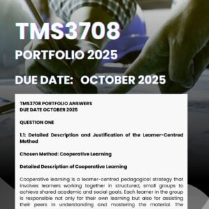 TMS3708 PORTFOLIO COMPLETE MEMO 2025 |DUE DATE OCTOBER 2025| ★★★★★
