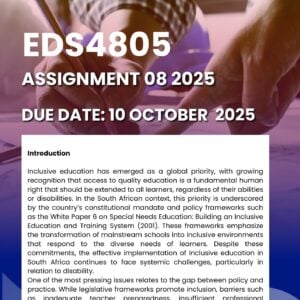 EDS4805 ASSIGNMENT 8 PORTFOLIO 2025 MEMO |DUE DATE 10 OCTOBER 2025|