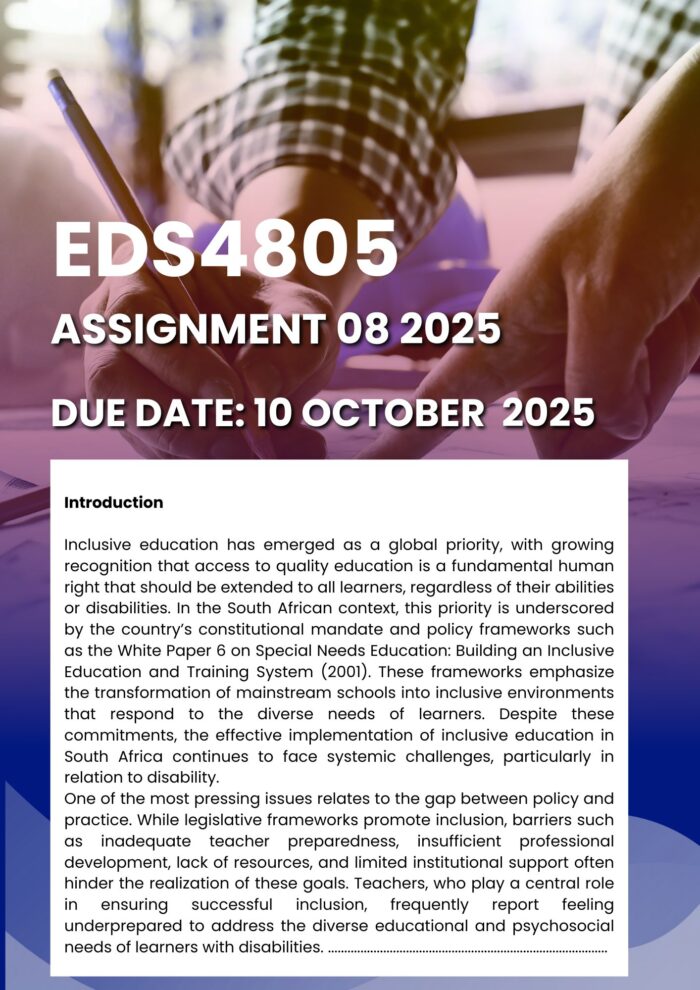 EDS4805 ASSIGNMENT 8 PORTFOLIO 2025 MEMO |DUE DATE 10 OCTOBER 2025| ★★★★★