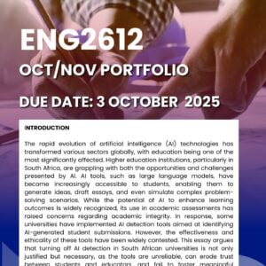ENG2612 OCT / NOV PORTFOLIO 2025 MEMO |DUE 3 OCTOBER 2025|