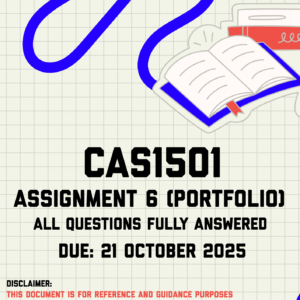 CAS1501 Assignment 6 (Portfolio) Semester 2 Memo | Due 21 October 2025