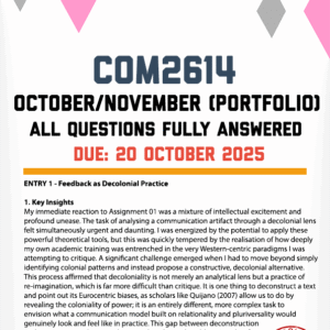 COM2614 OCTOBER/NOVEMBER (PORTFOLIO) 2025 - FULLY ANSWERED (DUE 20 OCTOBER 2025)
