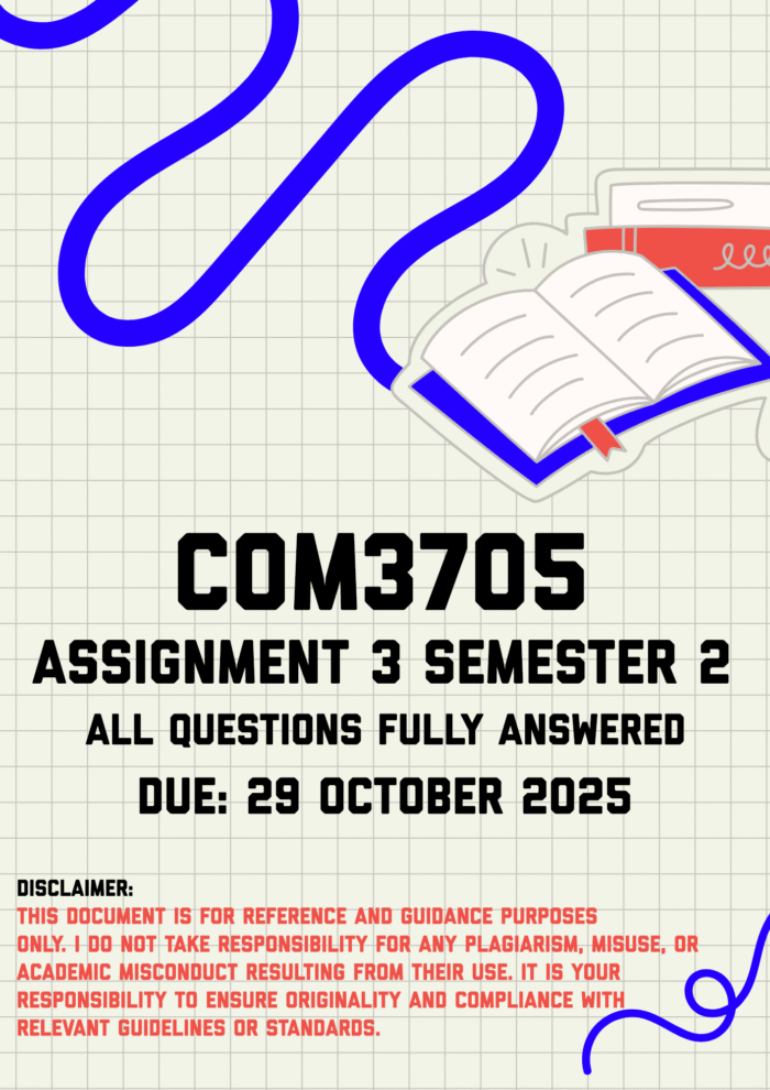 COM3705 Assignment 3 Semester 2 Memo | Due 29 October 2025