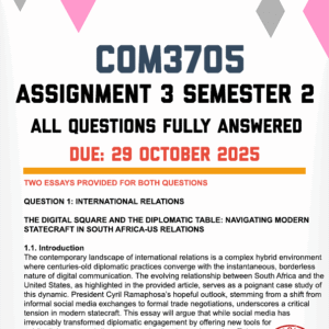 COM3705 ASSIGNMENT 3 SEMESTER 2 2025 - FULLY ANSWERED (DUE 29 OCTOBER 2025)