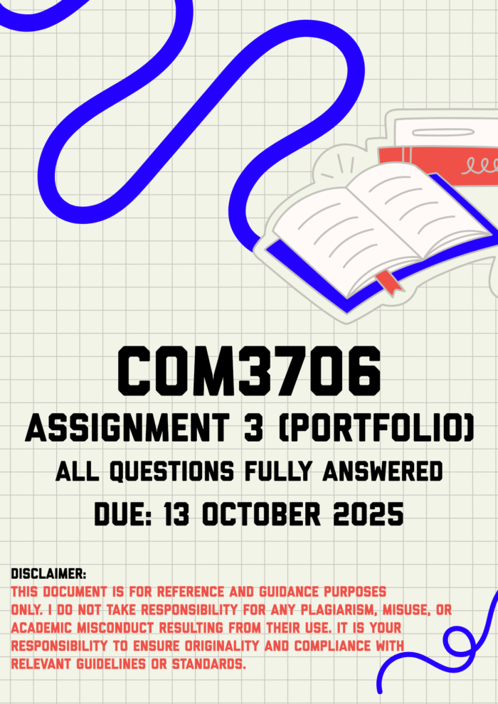 COM3706 Assignment 3 (Portfolio) Semester 2 Memo | Due 13 October 2025