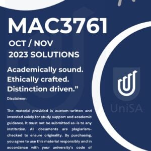 MAC3761 OCT/NOV 2023 EXAM SOLUTIONS (FOR QUESTION 1 & QUESTION 2)