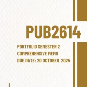 PUB2614 OCT / NOV 2025 PORTFOLIO MEMO |DUE DATE 20 OCTOBER 2025|