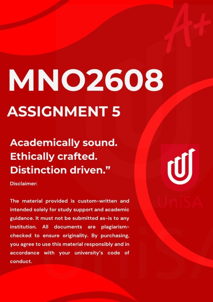 MNO2608 ASSIGNMENT 5 SEMESTER 2 2025 ANSWERS {DUE DATE 2025}