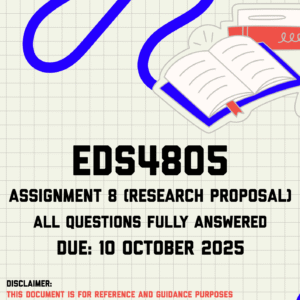 EDS4805 Assignment 8 Memo | Due 10 October 2025