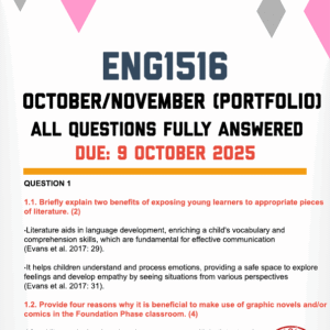ENG1516 OCTOBER/NOVEMBER (PORTFOLIO) 2025 - FULLY ANSWERED (DUE 9 OCTOBER 2025)