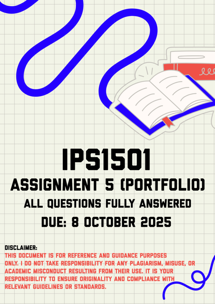 IPS1501 Assignment 5 (Portfolio) Memo | Due 8 October 2025