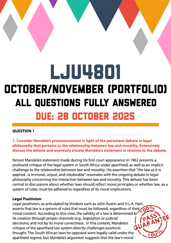 LJU4801 OCTOBER/NOVEMBER (PORTFOLIO) 2025 - FULLY ANSWERED (DUE 28 OCTOBER 2025)