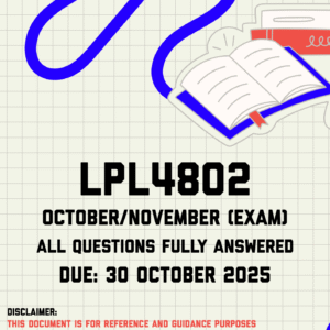 LPL4802 October/November (Exam) Memo | Due 30 October 2025