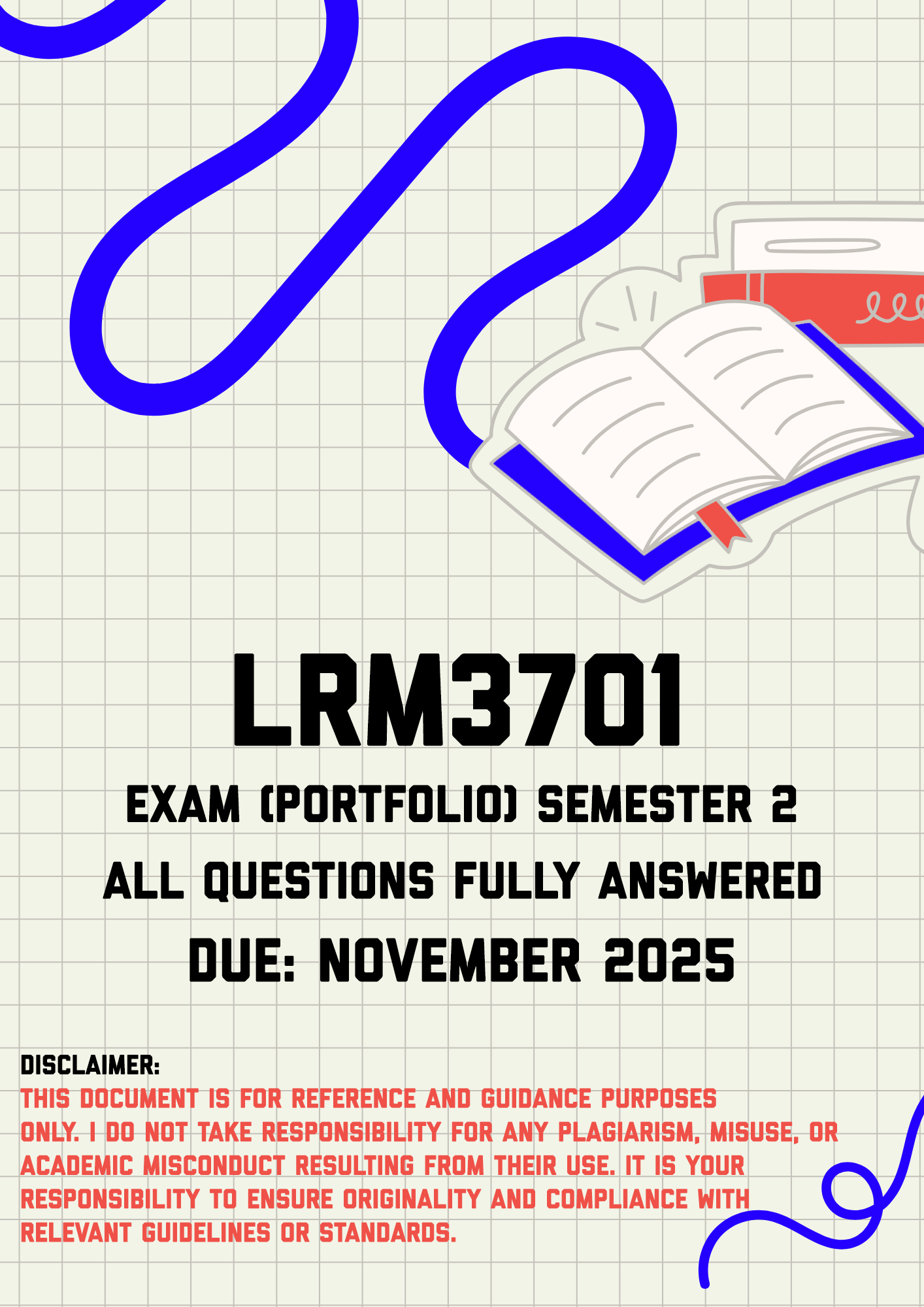 LRM3701 Exam (Portfolio) Semester 2 Memo | Due November 2025