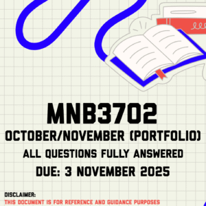 MNB3702 October/November (Portfolio) Memo | Due 3 November 2025