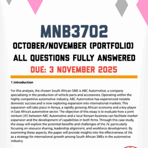 MNB3702 OCTOBER/NOVEMBER (PORTFOLIO) 2025 - FULLY ANSWERED (DUE 3 NOVEMBER 2025)
