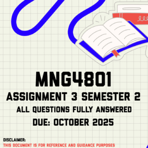 MNG4801 Assignment 3 Semester 2 Memo | Due October 2025