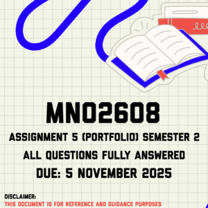 MNO2608 Assignment 5 (Portfolio) Semester 2 Memo | Due 5 November 2025