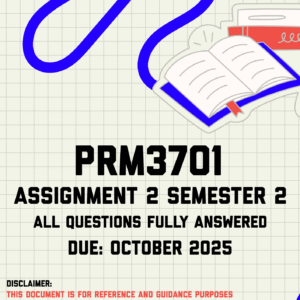PRM3701 Assignment 2 Semester 2 Memo | Due October 2025
