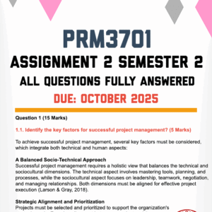 PRM3701 ASSIGNMENT 2 SEMESTER 2 2025 - FULLY ANSWERED (DUE OCTOBER 2025)