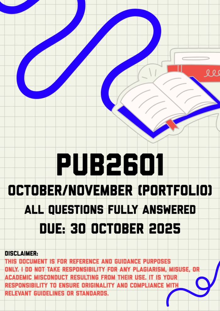 PUB2601 October/November (Portfolio) Memo | Due 30 October 2025