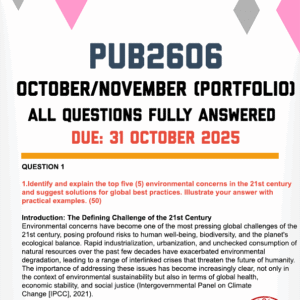 PUB2606 OCTOBER/NOVEMBER (PORTFOLIO) 2025 - FULLY ANSWERED (DUE 31 OCTOBER 2025)