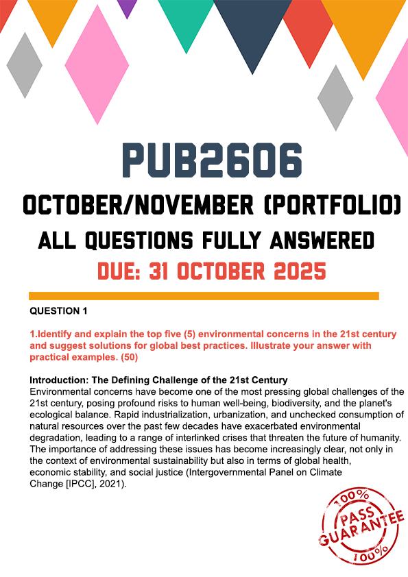 PUB2606 OCTOBER/NOVEMBER (PORTFOLIO) 2025 - FULLY ANSWERED (DUE 31 OCTOBER 2025)
