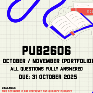 PUB2606 October/November (Portfolio) Memo | Due 31 October 2025