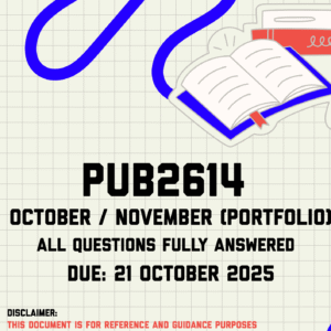 PUB2614 October/November (Portfolio) Memo | Due 21 October 2025