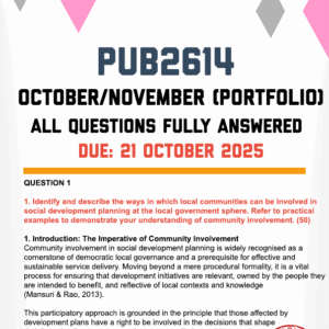 PUB2614 OCTOBER/NOVEMBER (PORTFOLIO) 2025 - FULLY ANSWERED (DUE 21 OCTOBER 2025)
