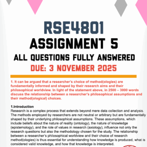 RSE4801 ASSIGNMENT 5 2025 - FULLY ANSWERED (DUE 3 NOVEMBER 2025)