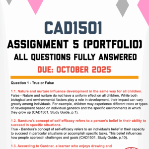 CAD1501 ASSIGNMENT 5 (PORTFOLIO) 2025 - FULLY ANSWERED (DUE OCTOBER 2025)