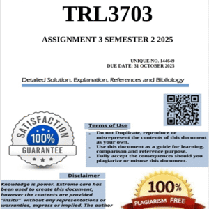 TRL3703 Assignment 3 (COMPLETE ANSWERS) Semester 2 2025 (144649) - Due 31 October 2025