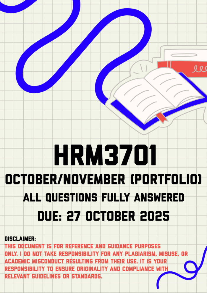 HRM3701 October/November (Portfolio) Memo | Due 27 October 2025
