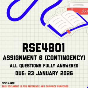 RSE4801 Assignment 6 (Contingency) Memo | Due 23 January 2026